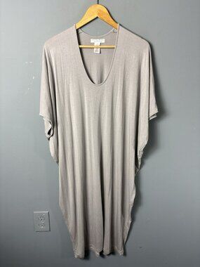 BAREFOOT DREAMS Petite One Size Luxe Milk Jersey Caftan Light Gray Modal Blend